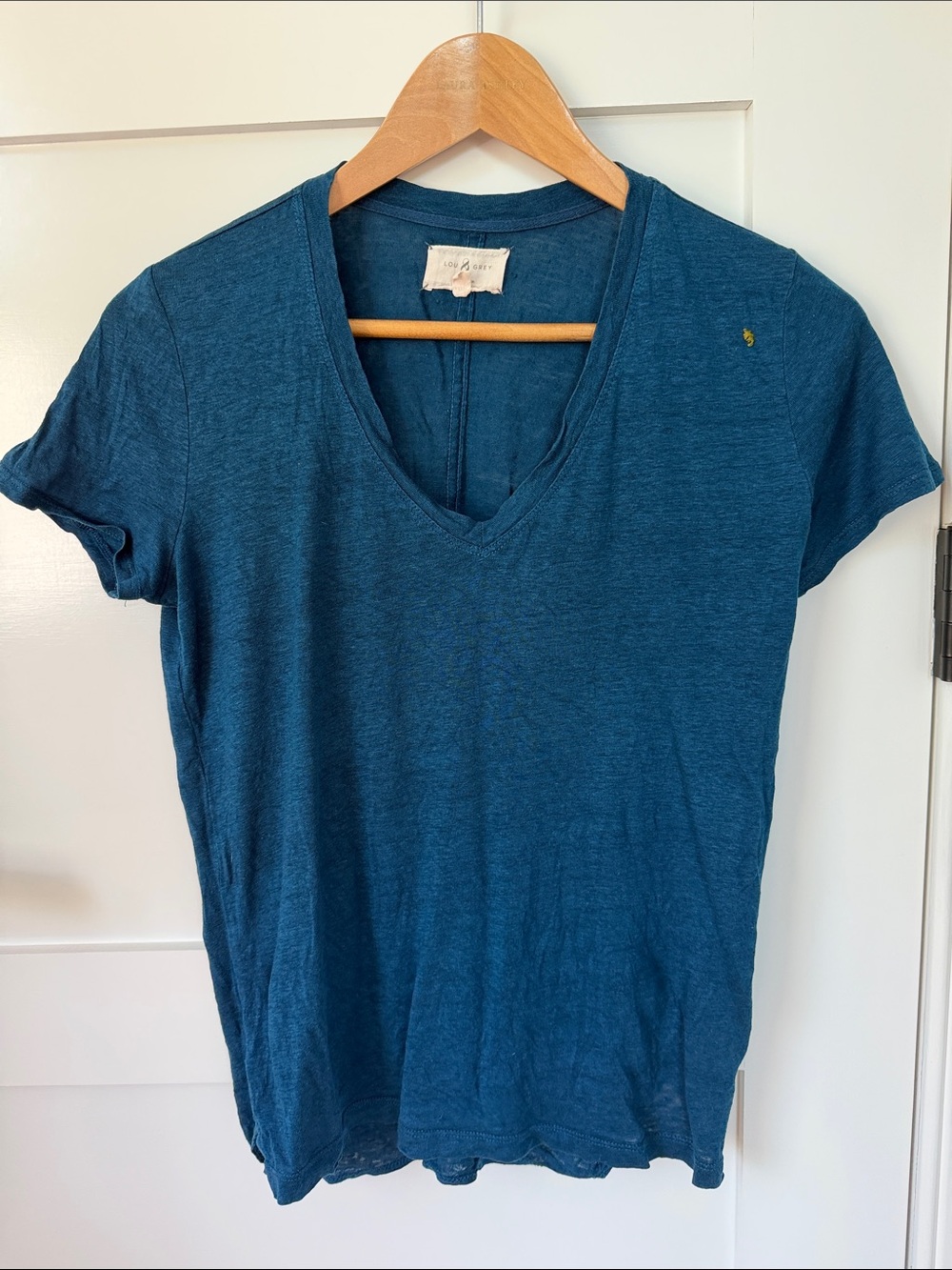 Lou & Grey Teal Linen Neck T Shirt XS